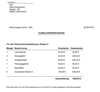 vereinfachte Beispielrechnung